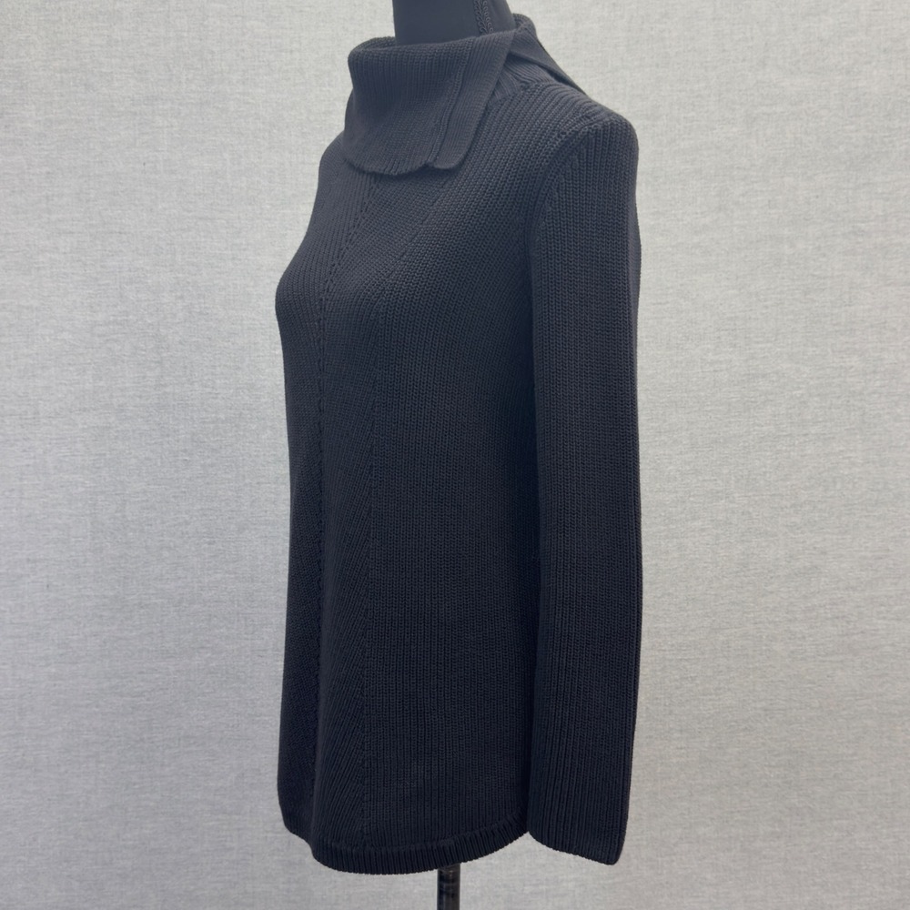 Talbots Black Cowl Neck‎ Ribbed Chevron Knit Sweater Women's Size XS - Picture 3 of 10